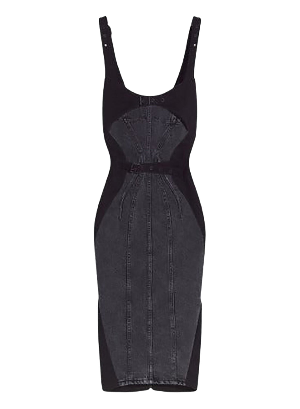 Denim dress with buckles - Washed Black & Black