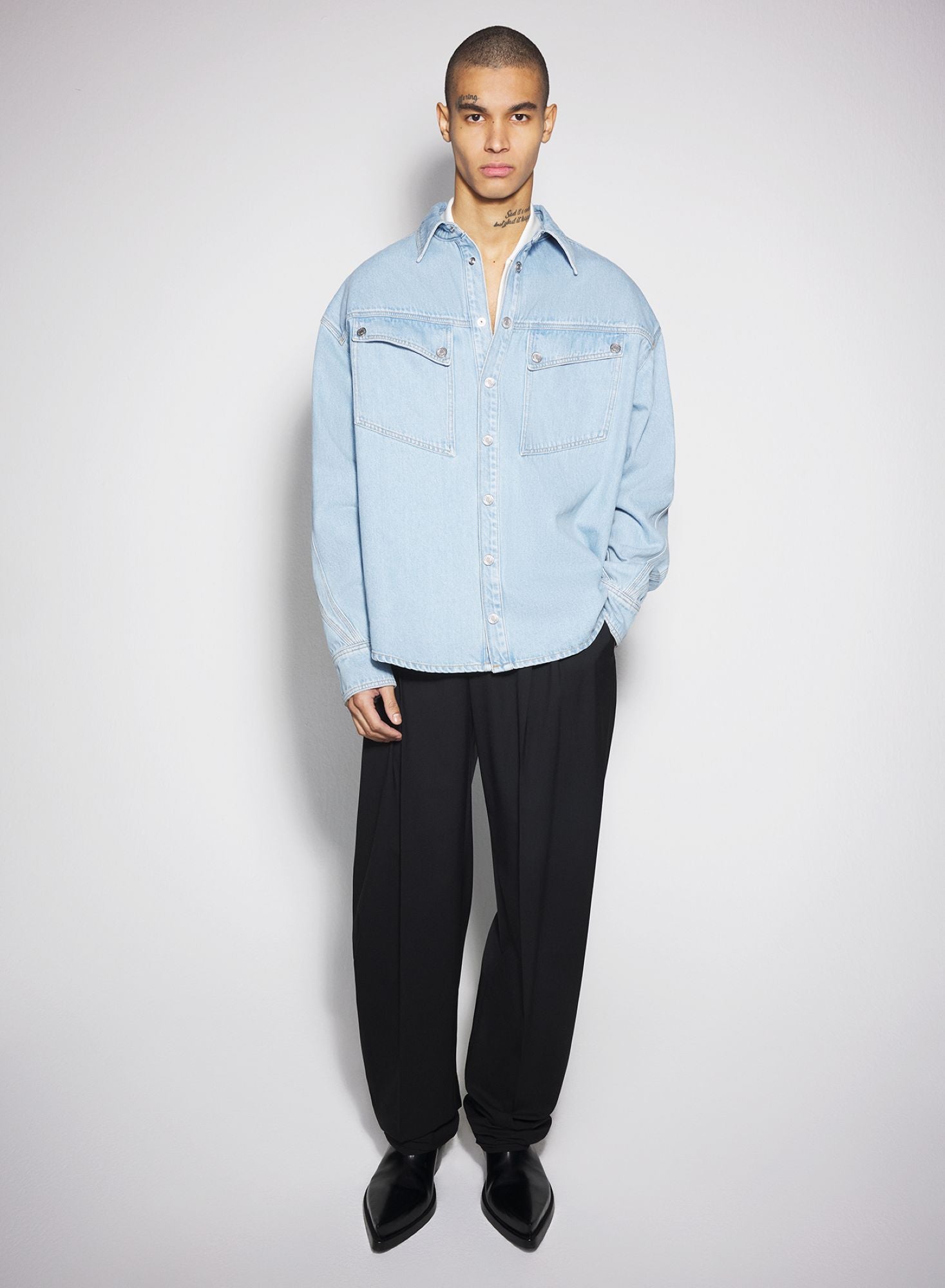 WASHED BLACK DENIM SHIRT