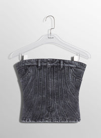 BLUE SPIRAL DENIM BUSTIER