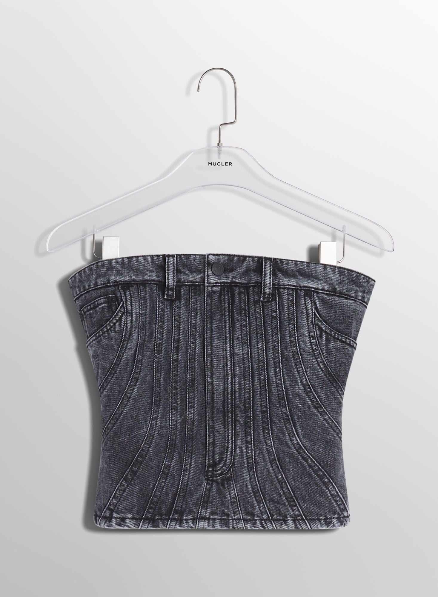 BLUE SPIRAL DENIM BUSTIER