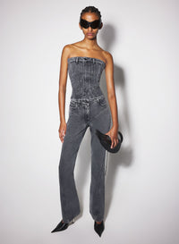 BLUE SPIRAL DENIM BUSTIER