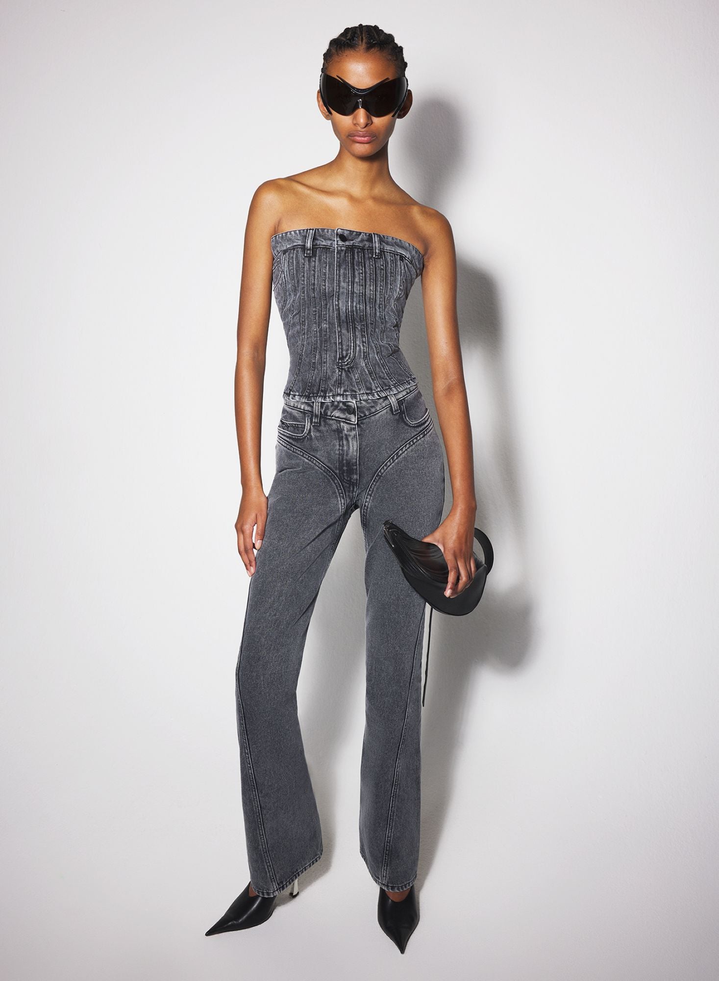 BLUE SPIRAL DENIM BUSTIER