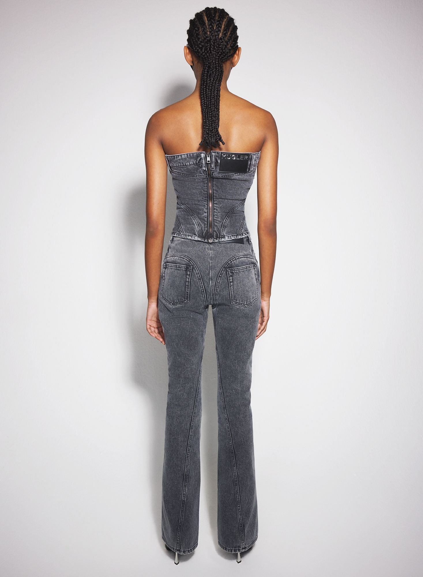 BLUE SPIRAL DENIM BUSTIER