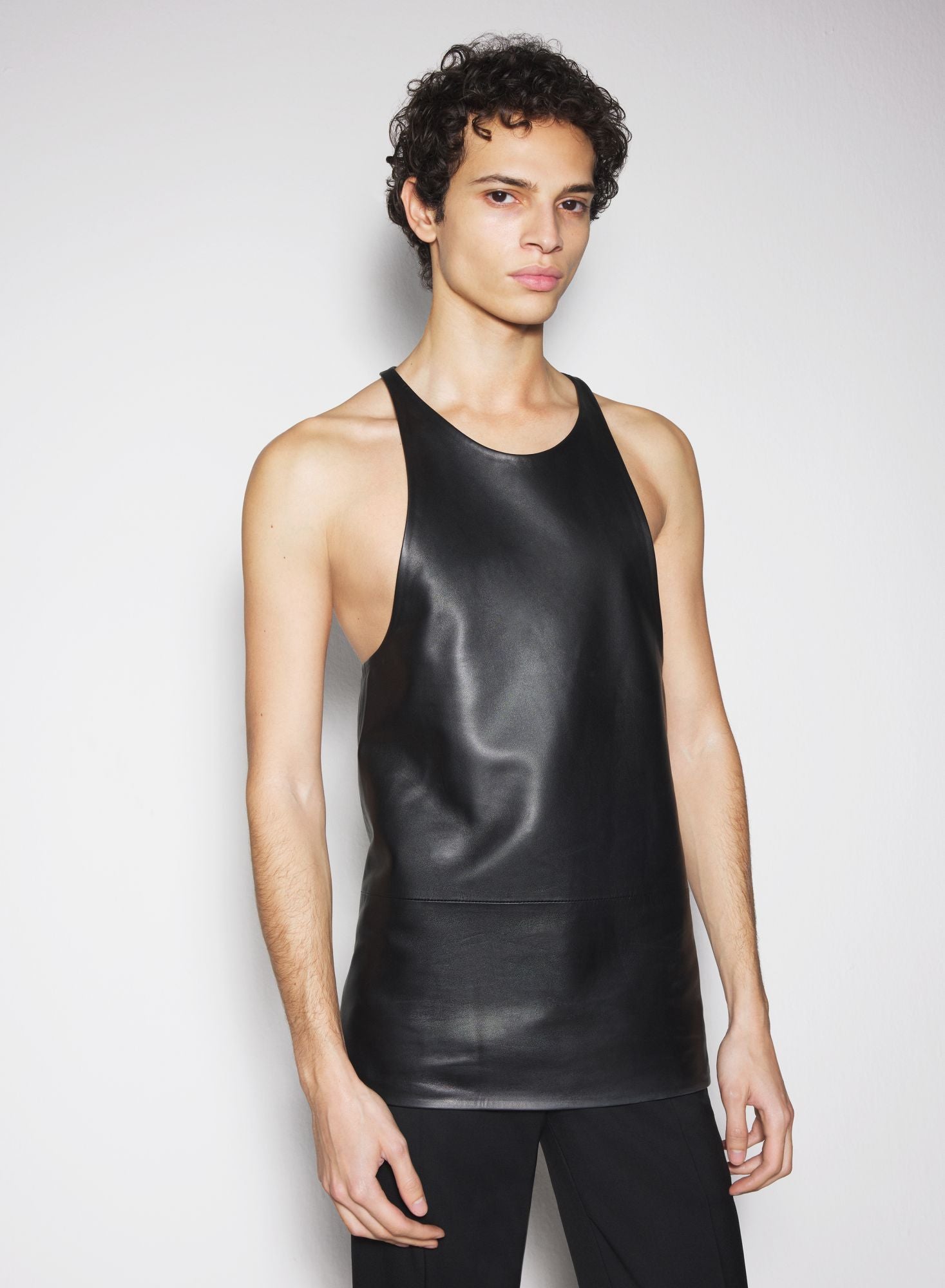 BLACK LEATHER TANK TOP