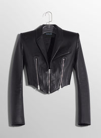 BLACK ZIPPED LEATHER JACKET