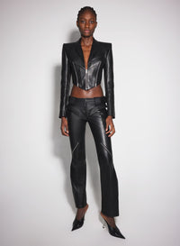 BLACK ZIPPED LEATHER JACKET
