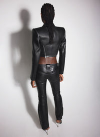 BLACK // black zipped leather jacket