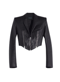 BLACK // black zipped leather jacket