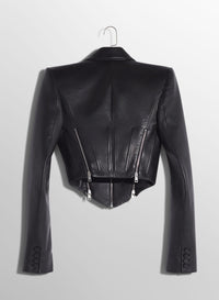 BLACK ZIPPED LEATHER JACKET