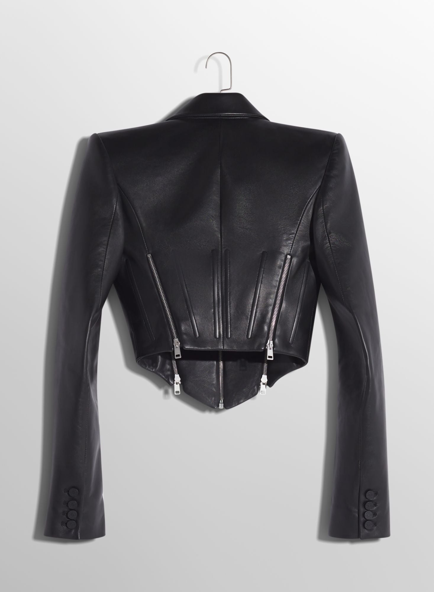 BLACK ZIPPED LEATHER JACKET