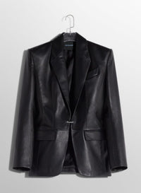 BLACK PIERCED TAILORED LEATHER JACKET