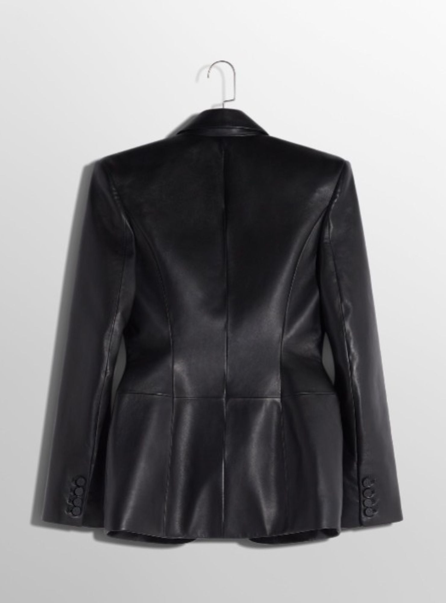 BLACK PIERCED TAILORED LEATHER JACKET