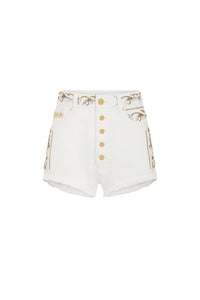 Embroidered denim shorts - Off White Denim