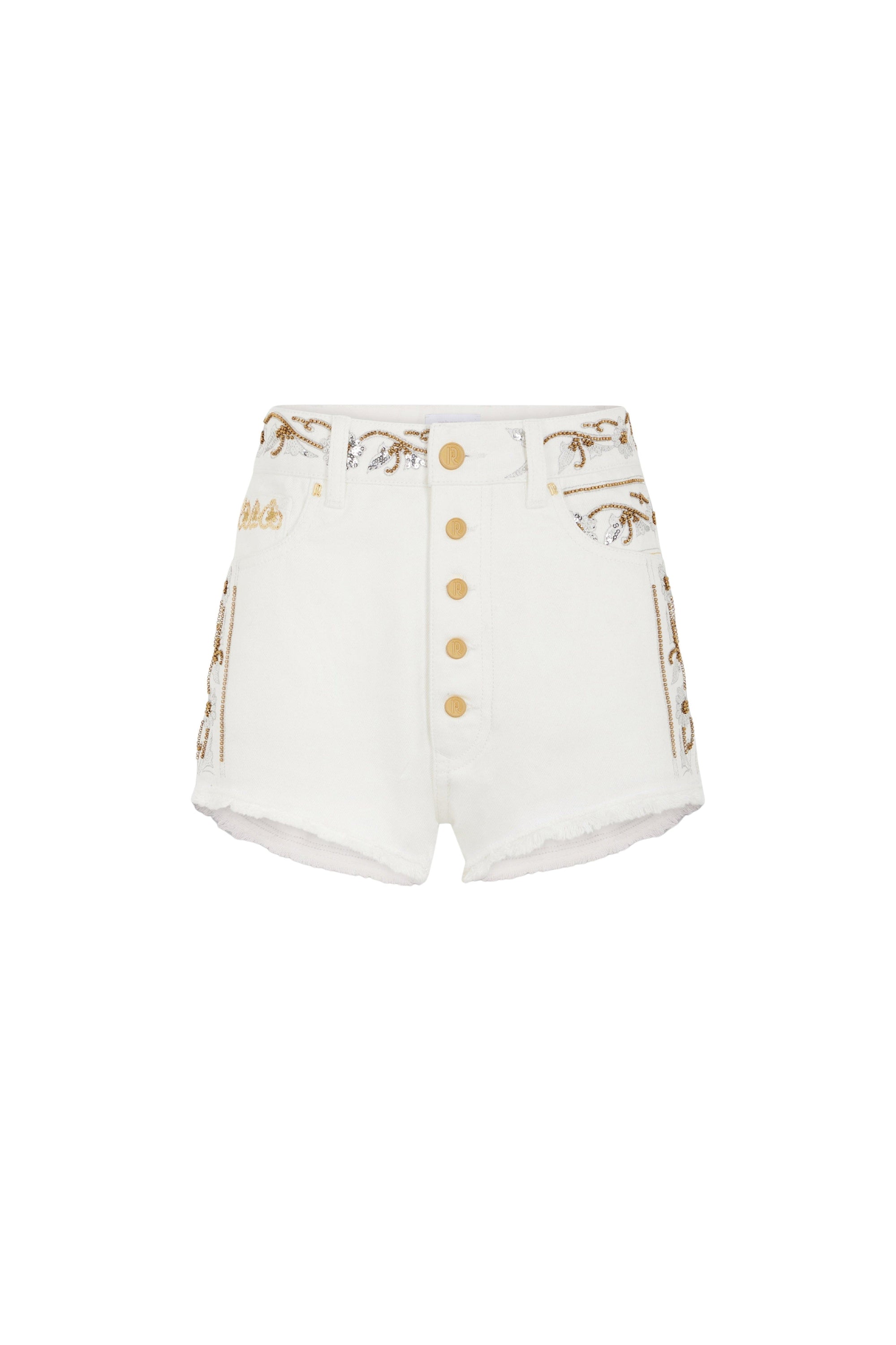 Embroidered denim shorts - Off White Denim