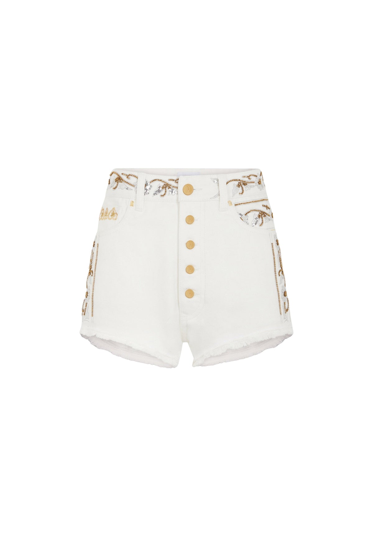 Short en jean brodé - Off White Denim