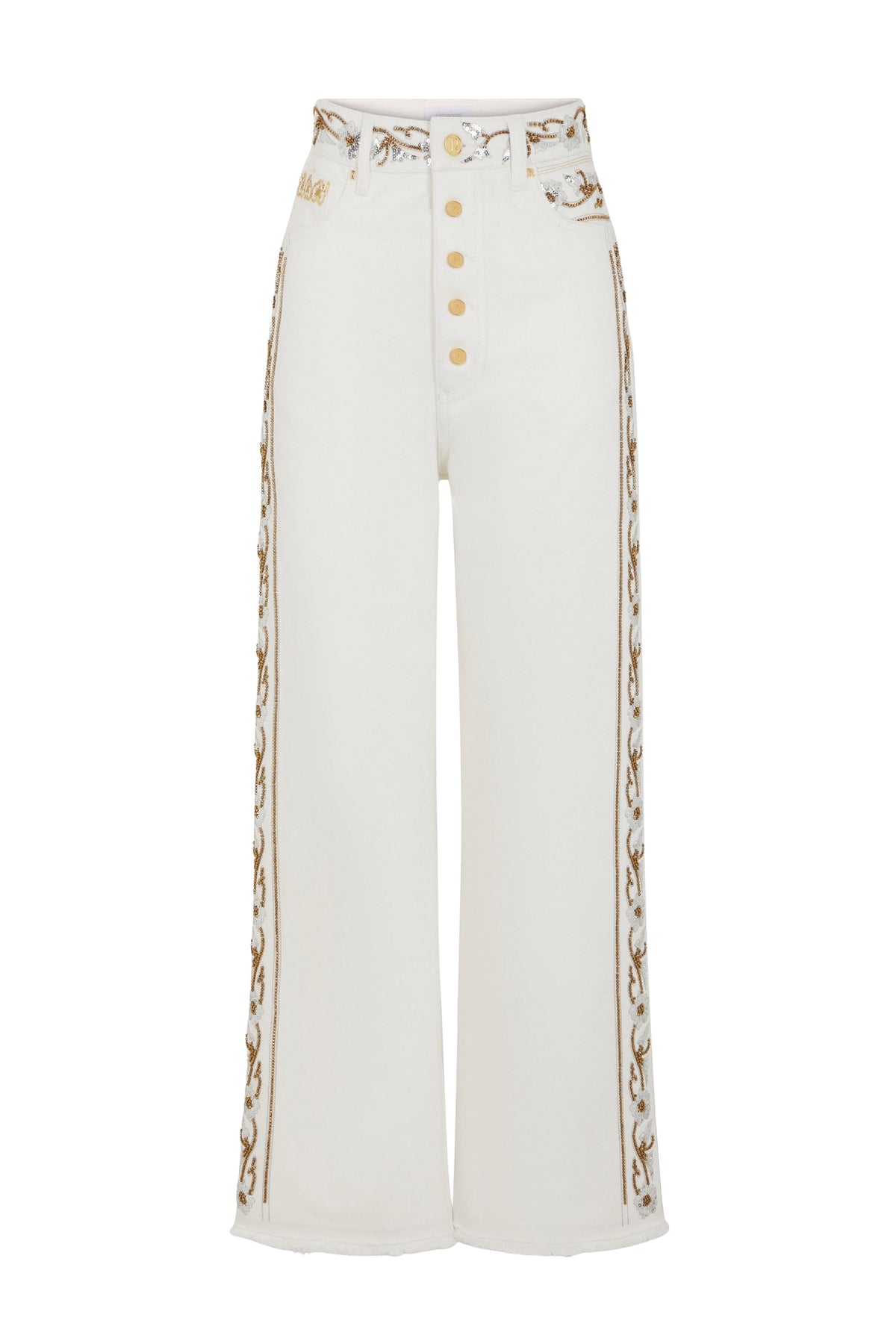 Jean boutonné brodé - Off White Denim
