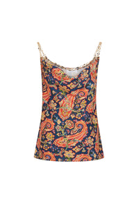 Chain pattern babydoll tank top - Navy Cashmere