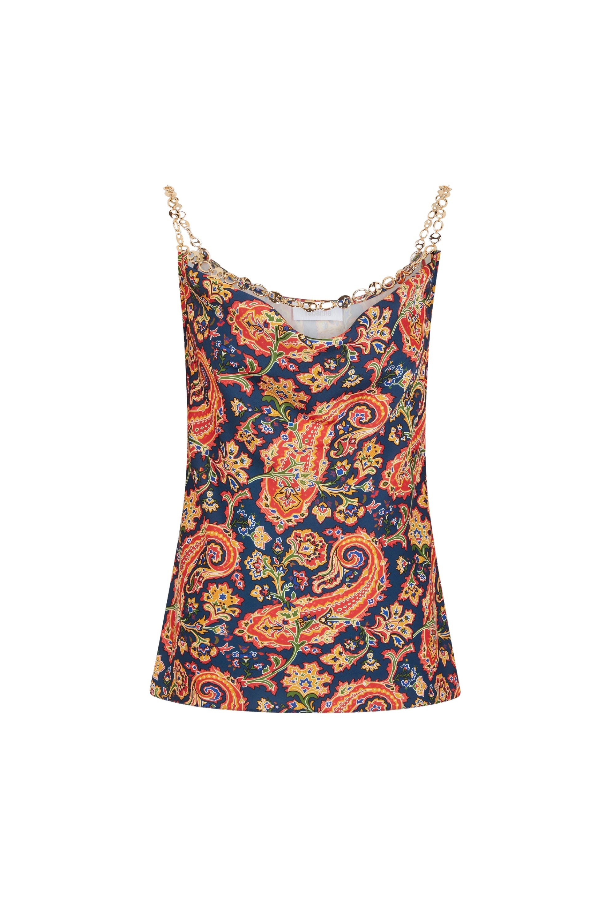 Chain pattern babydoll tank top - Navy Cashmere