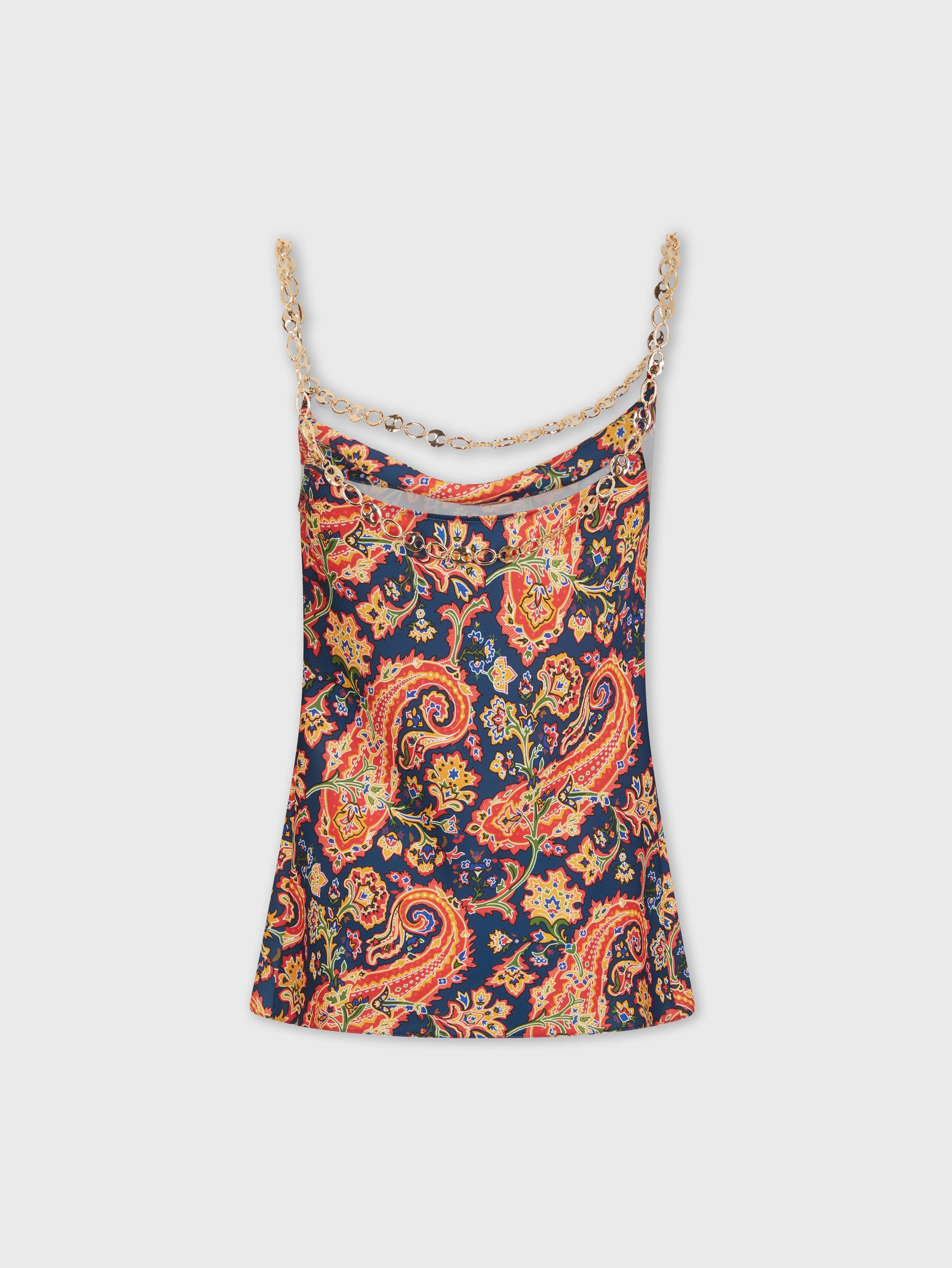 Chain pattern babydoll tank top - Navy Cashmere