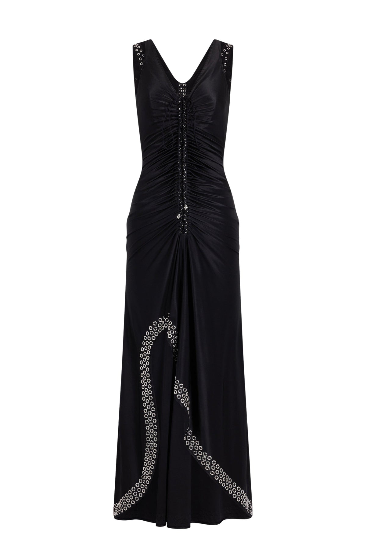 Robe longue avec œillets métalliques brodés - Black