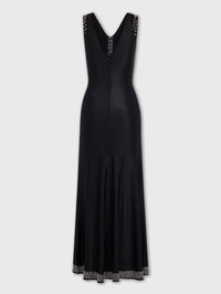 Robe longue avec œillets métalliques brodés - Black