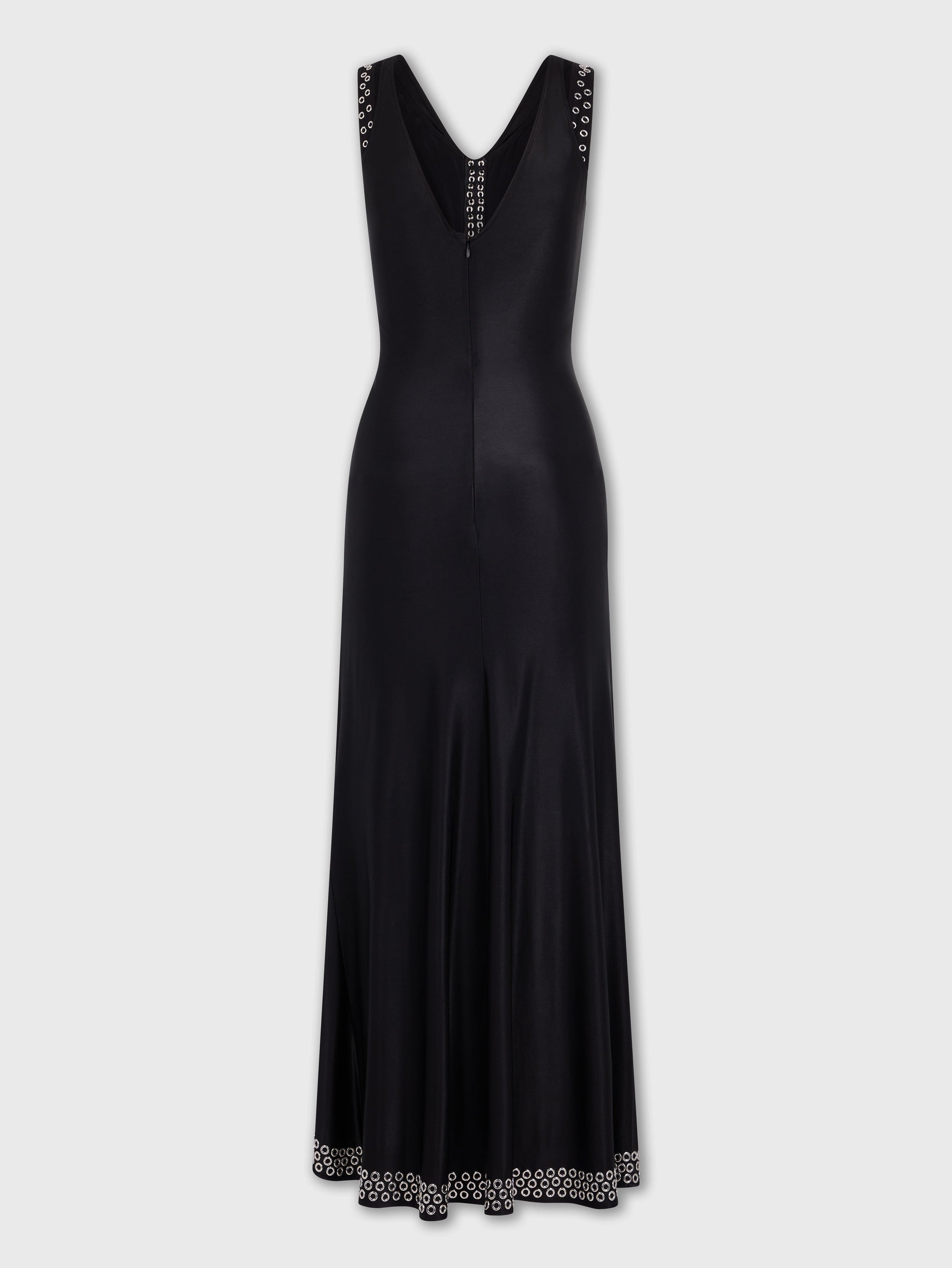 Robe longue avec œillets métalliques brodés - Black