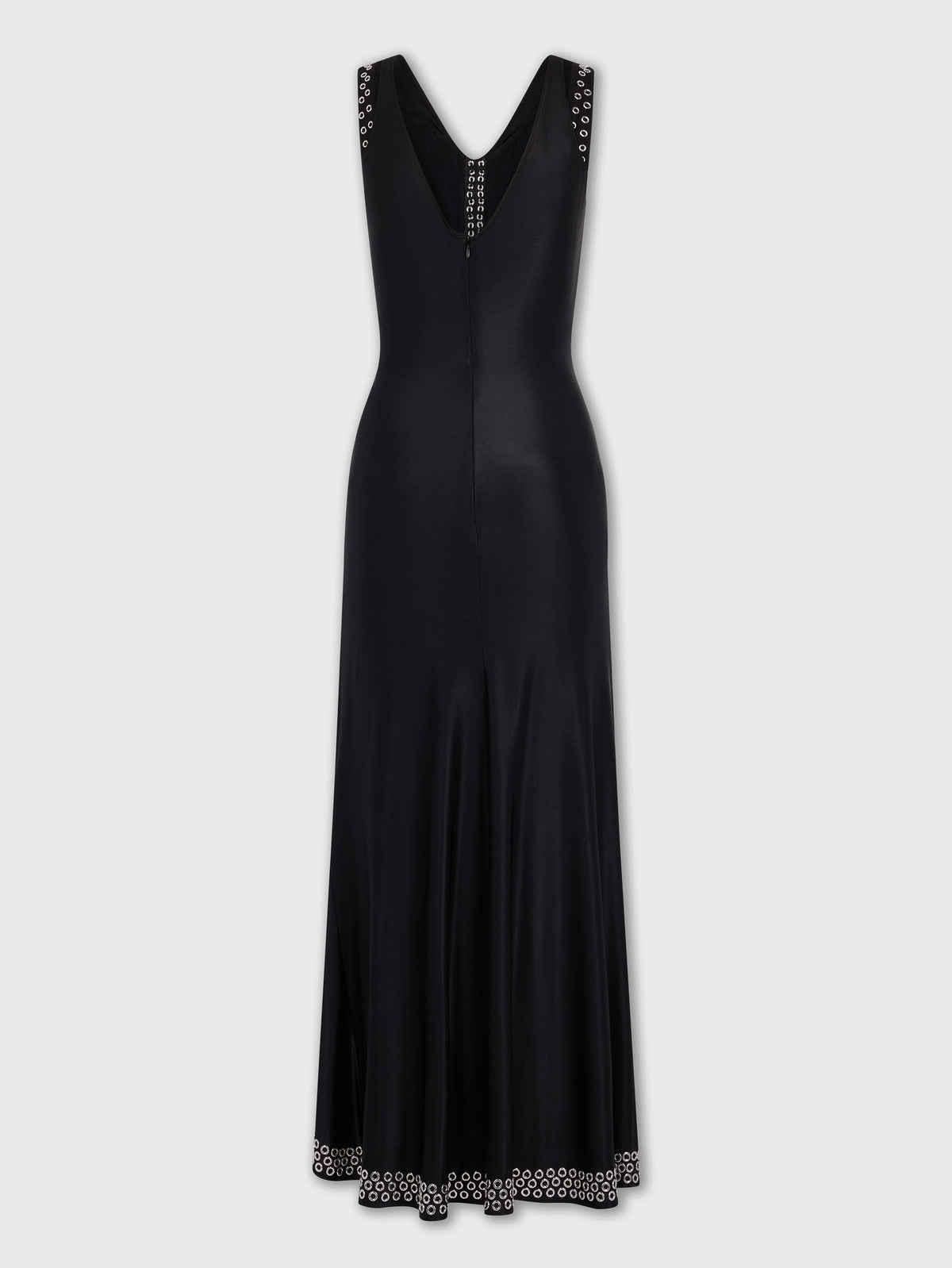 Robe longue avec œillets métalliques brodés - Black