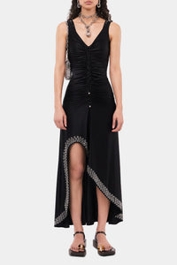 Robe longue avec œillets métalliques brodés - Black