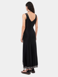 Robe longue avec œillets métalliques brodés - Black
