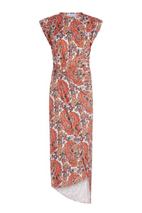 Robe drapée imprimée avec piercing signature - Cachemire Crème