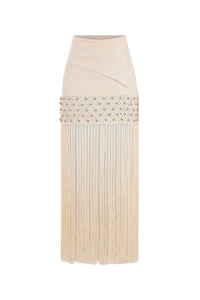 Long fringed skirt - Nude