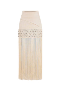 Jupe longue à franges - Nude
