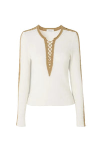 Pull croisé à manches longues - White