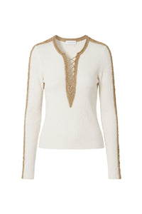 Pull croisé à manches longues - White