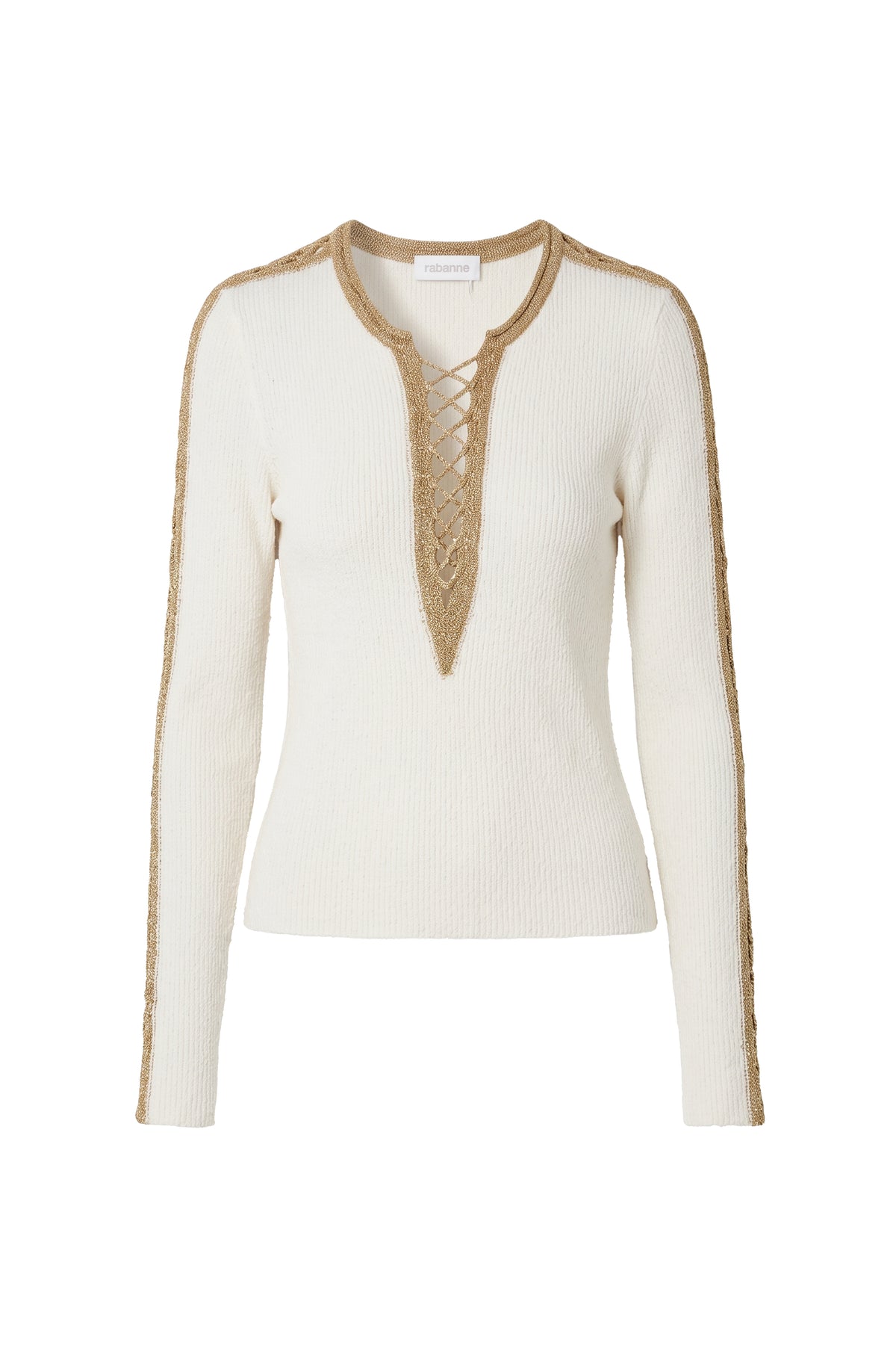 Pull croisé à manches longues - White