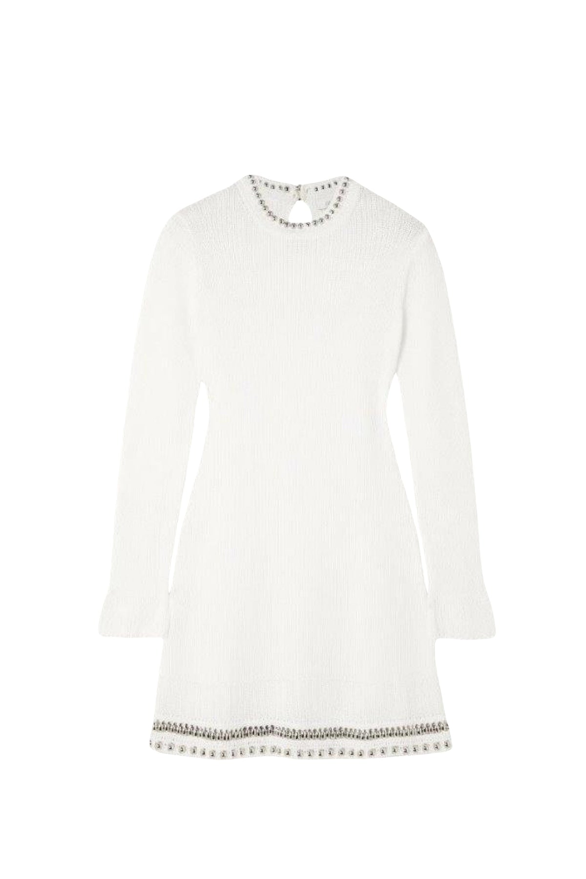Robe courte à manches longues en coton - Off White