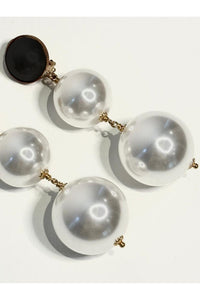 Boucle d'oreille Sonia en laiton avec pierre fine - Black & White