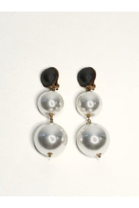 Boucle d'oreille Sonia en laiton avec pierre fine - Black & White
