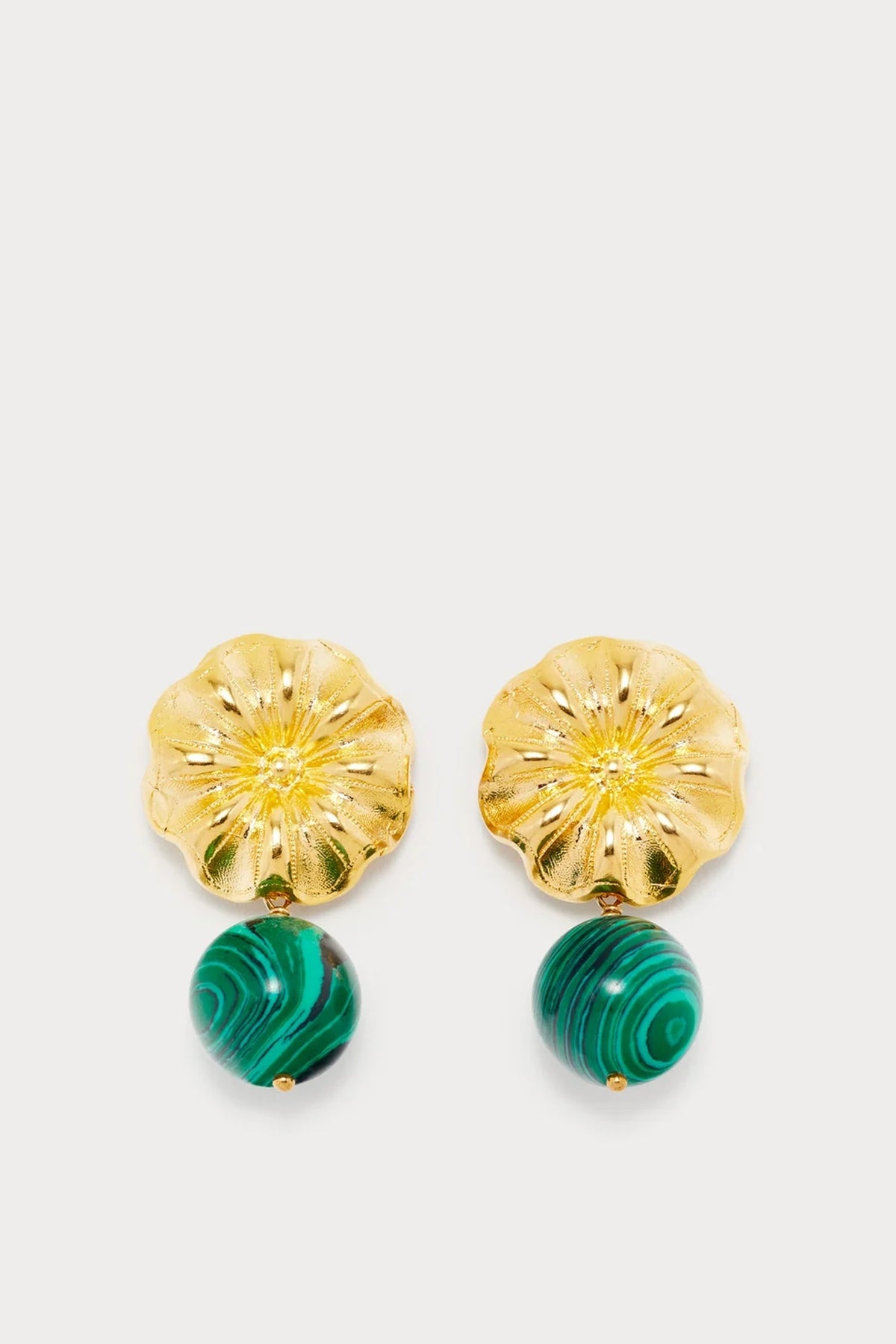 Boucle d'oreille Sonia en laiton avec pierre fine - Dark Green