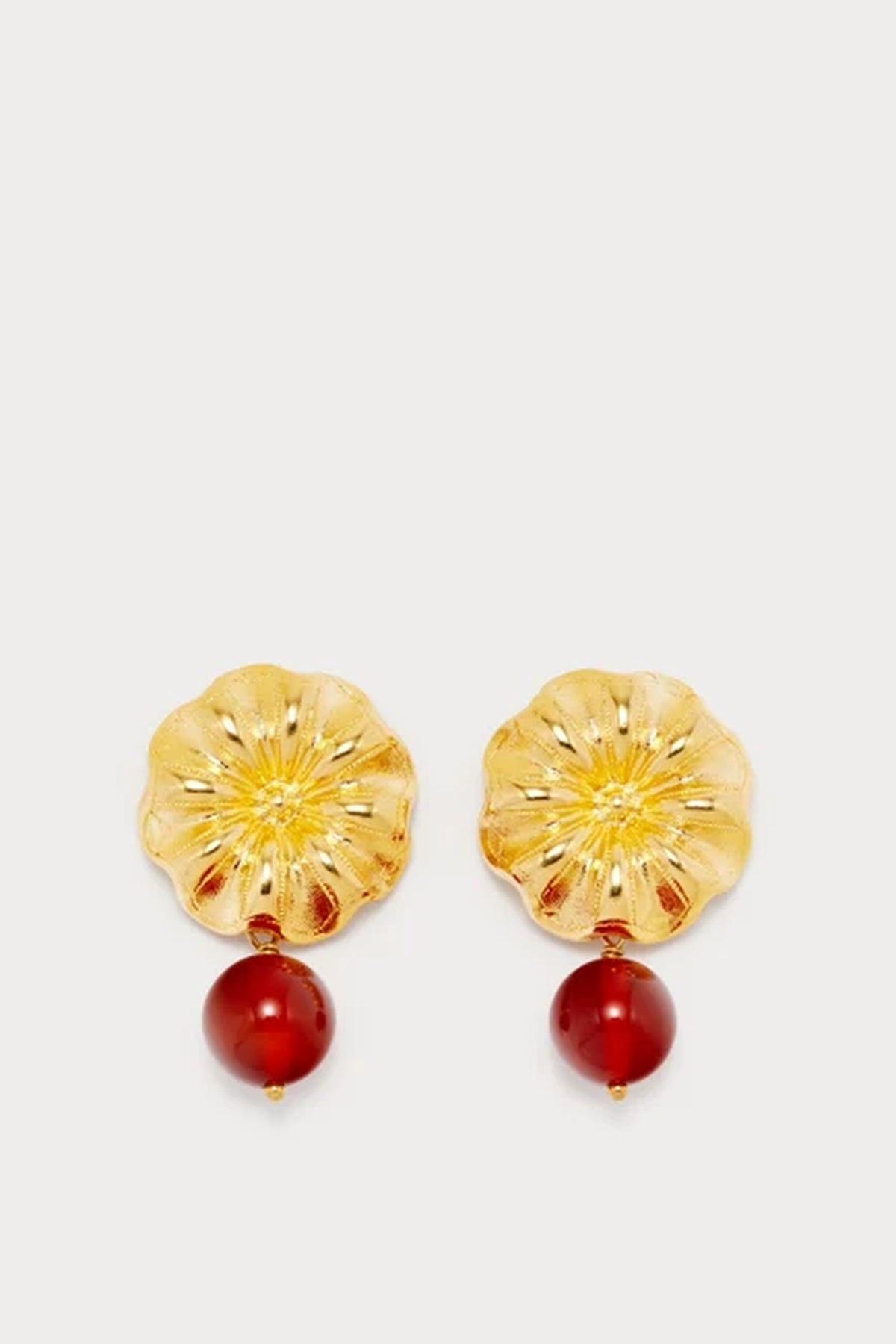 Boucle d'oreille Sonia en laiton avec pierre fine - Red