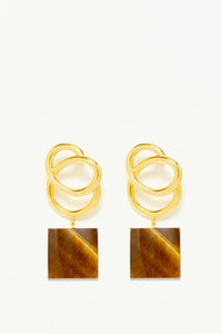 TIGER EYE  SONIA ICON SQUARE Boucles d'oreilles géométriques avec pierres