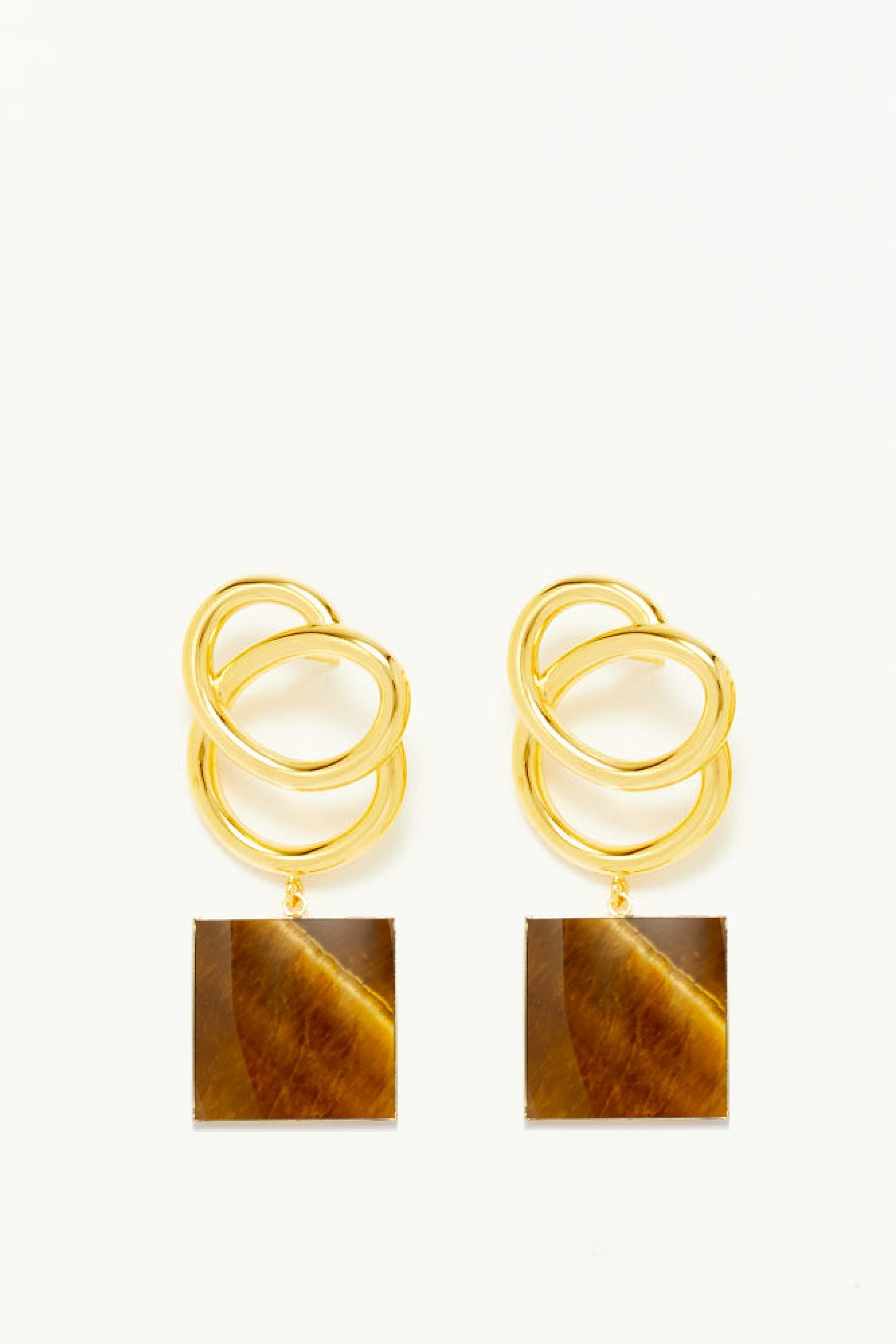 TIGER EYE  SONIA ICON SQUARE Boucles d'oreilles géométriques avec pierres