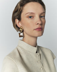 Boucles d'oreilles Sonia carrées en laiton - Tiger Eye