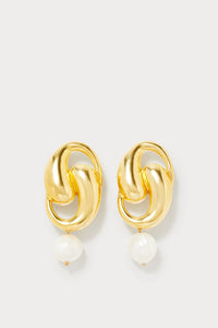 WHITE SONIA KNOT PEARL boucles d'oreilles géométriques avec pierres