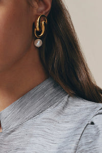 WHITE SONIA KNOT PEARL boucles d'oreilles géométriques avec pierres