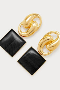 Boucle d'oreille Sonia en laiton avec pierre fine - Black