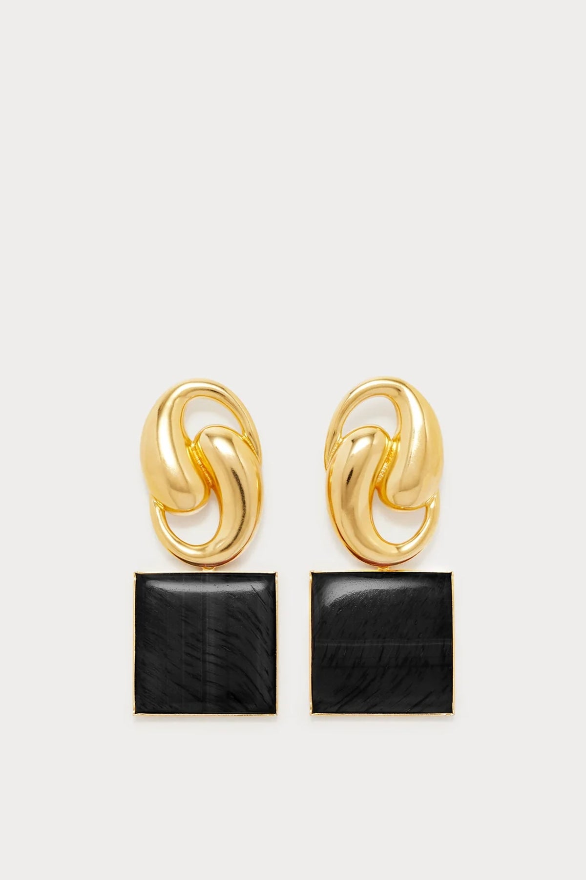 Boucle d'oreille Sonia en laiton avec pierre fine - Black