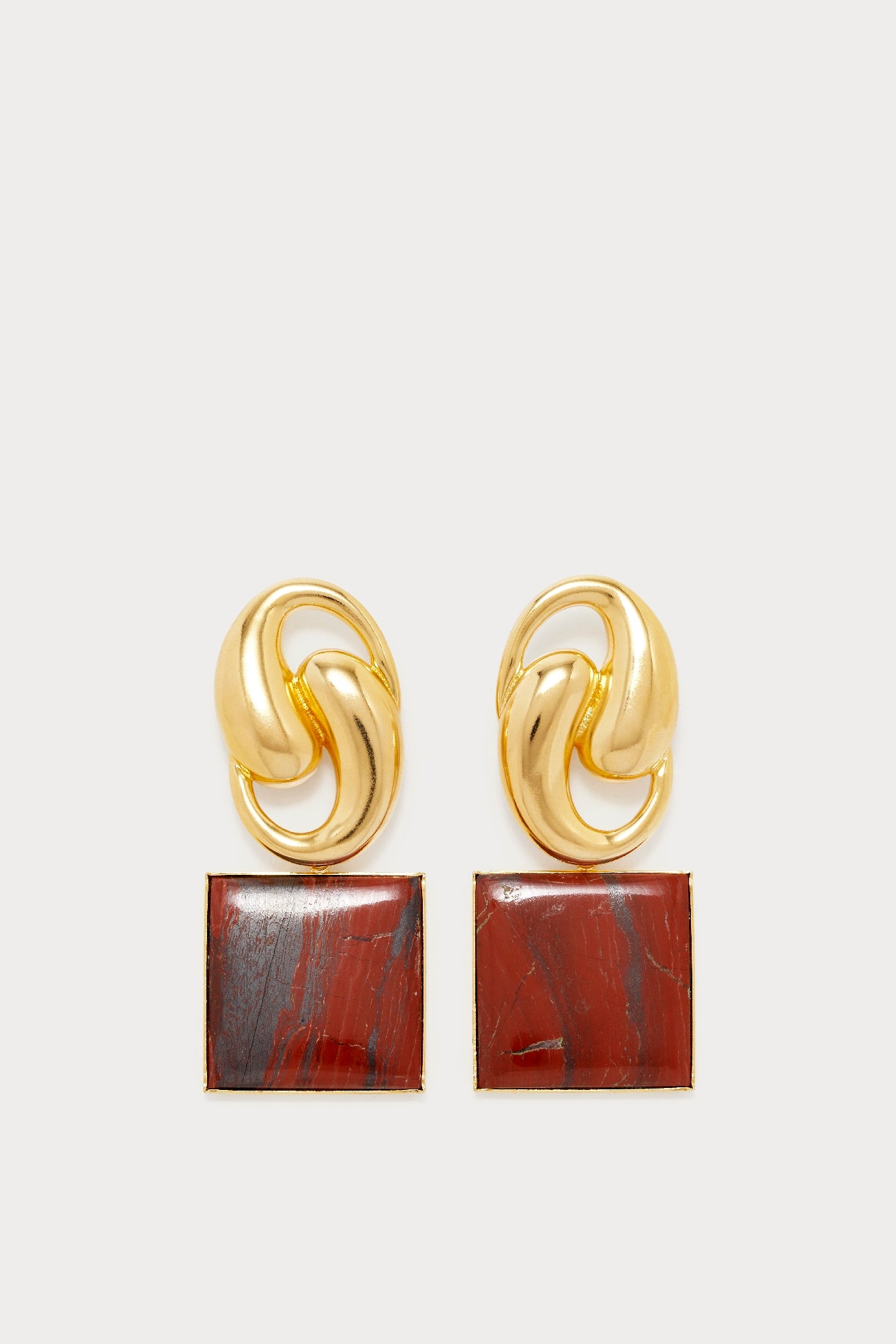 RED SONIA KNOT SQUARE boucles d'oreilles géométriques avec pierres
