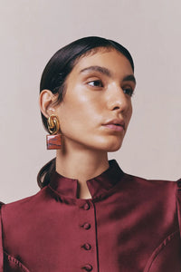 Boucles d'oreilles Sonia carrées en laiton - Red