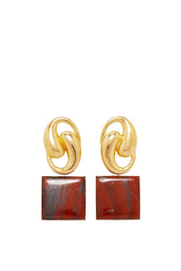 Boucles d'oreilles Sonia carrées en laiton - Red